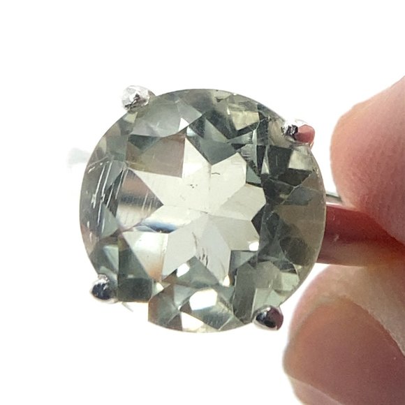 Prasiolite 3.95ct Platinum Finish Solid 925 Sterling Silver Ring - Picture 1 of 6